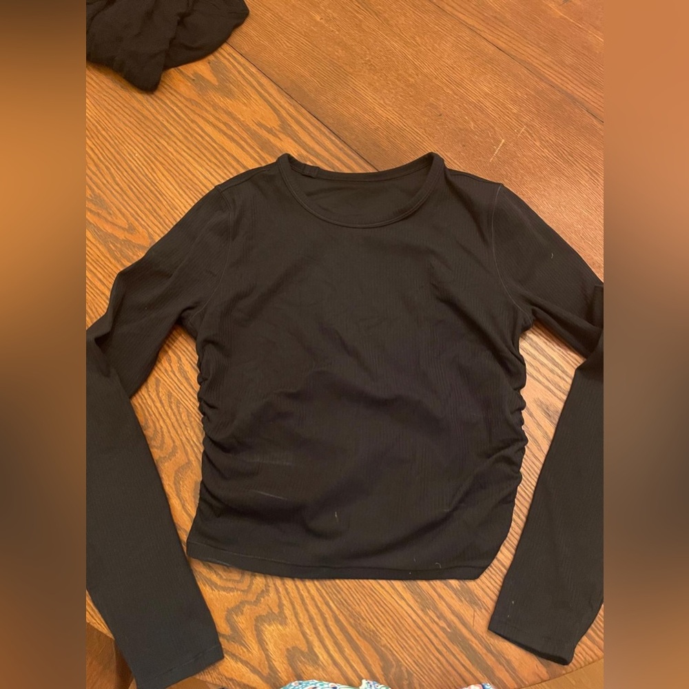 Lululemon Athletica Black Ruched Fitted Bodysuit
